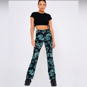 Size extra small, black and mint motel brand dragon pants.